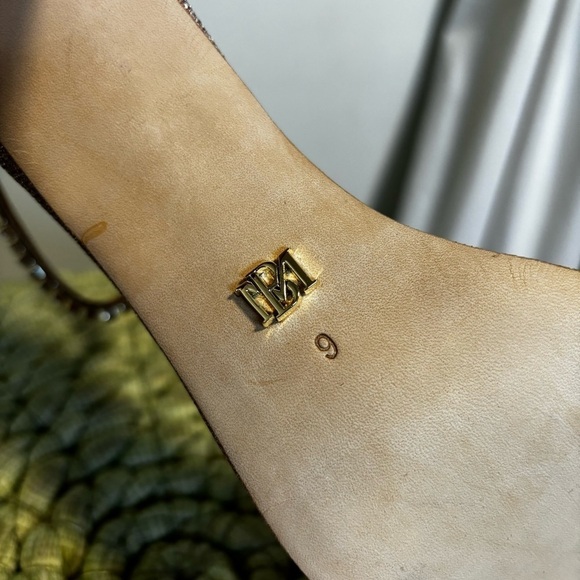 Badgley Mischka Harriet Open Square Toe Rhinestone Rose Gold Block Heel NWOB - Picture 10 of 12